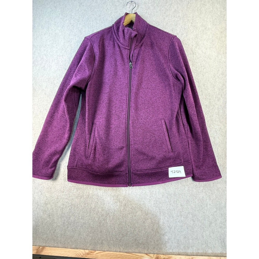 Eddie Bauer Womens Purple Heathered Full Zip Fleece Mock Neck Jacket Large